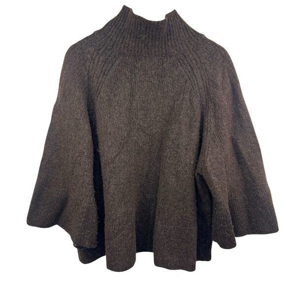Banana Republic Women's Dark Brown Mock Neck Wool Sweater Sz XXL Kimono Sleeves - Picture 8 of 9